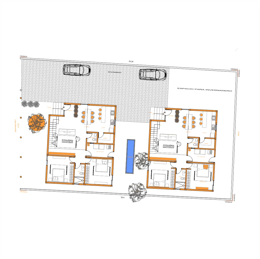 Detalle casas gemelas del Proyecto Huitzilac