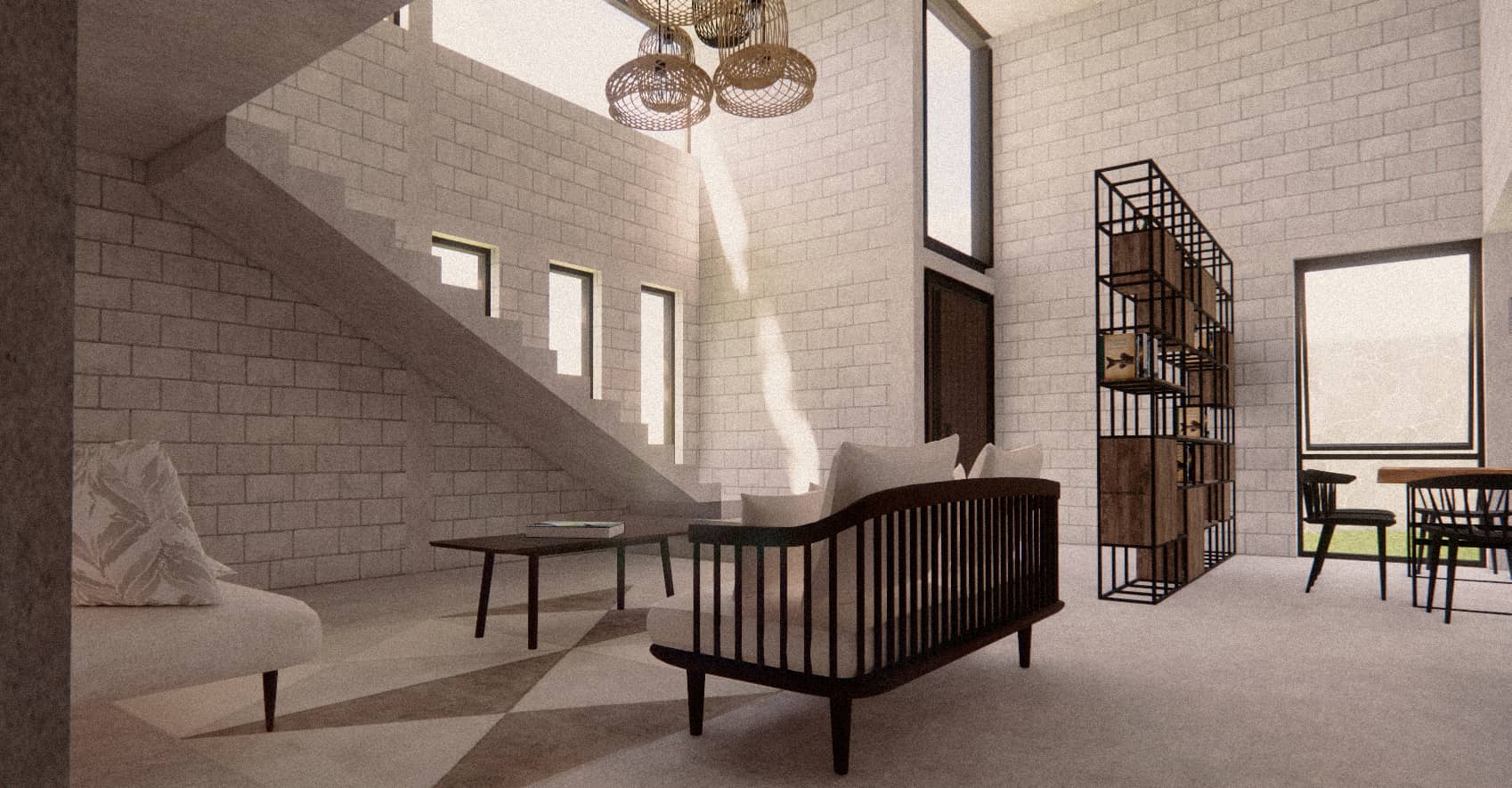 Render del interior del Proyecto Huitzilac
