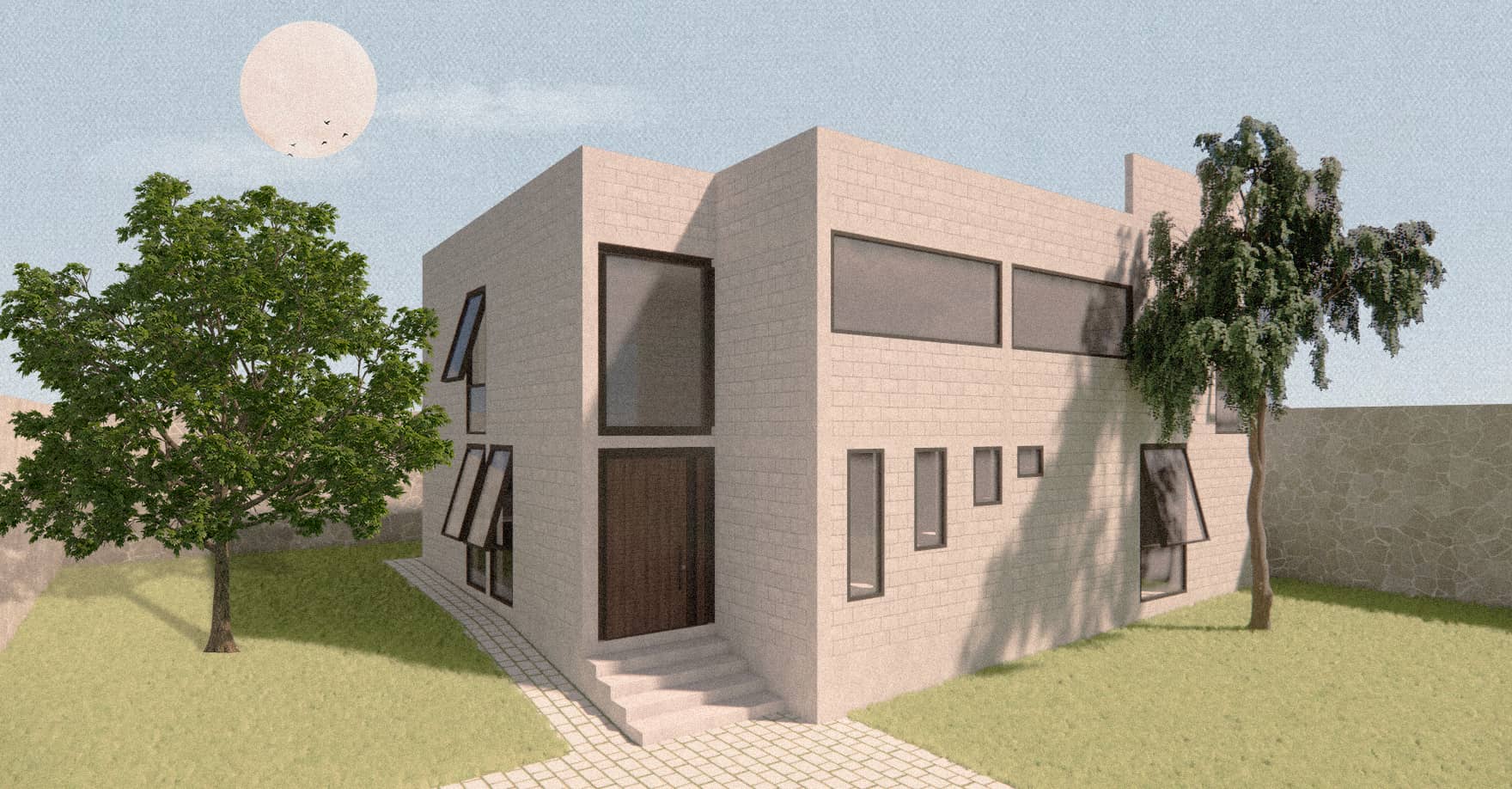 Render de la fachada principal del Proyecto Huitzilac