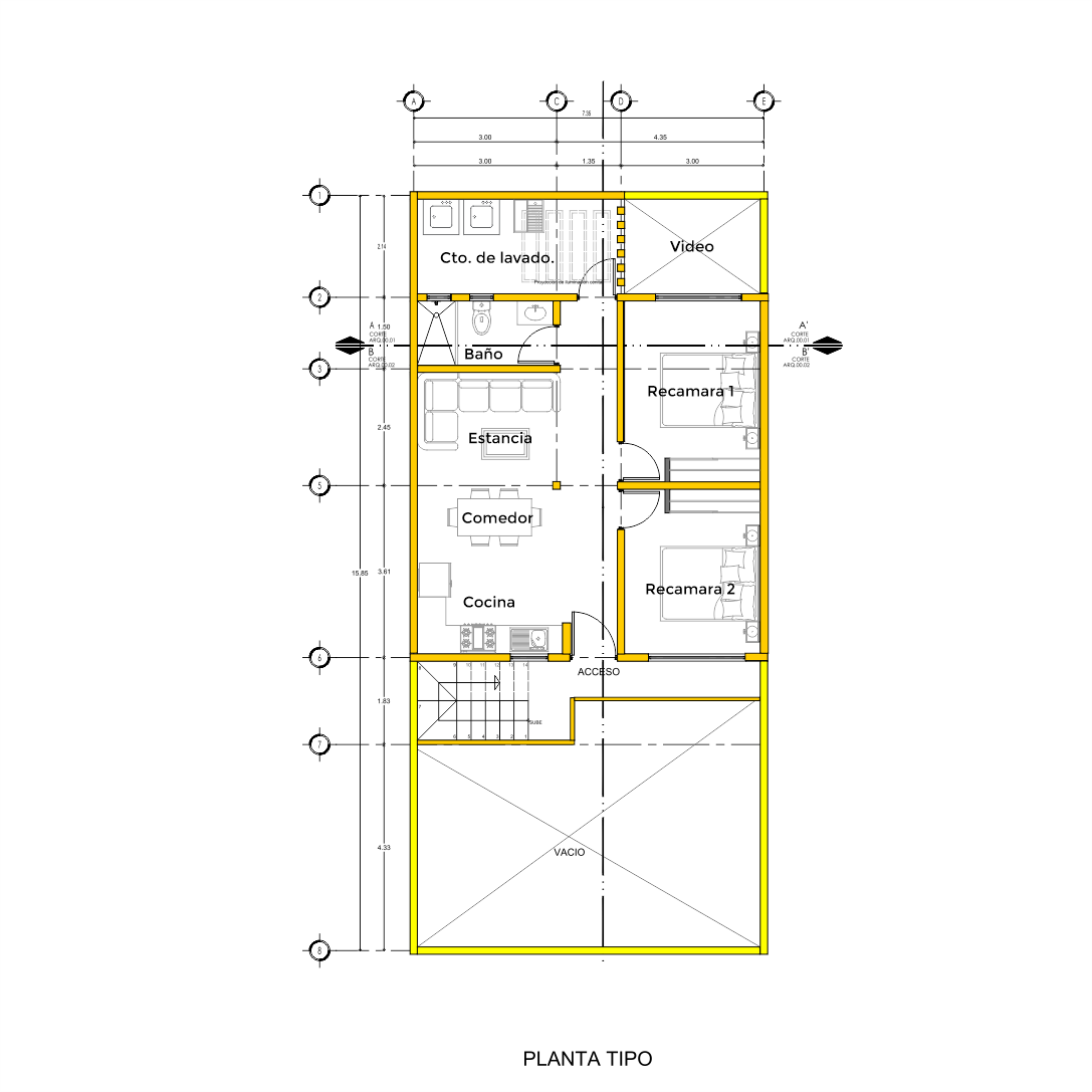 Plano de planta Tipo Deptos. Huixtoco